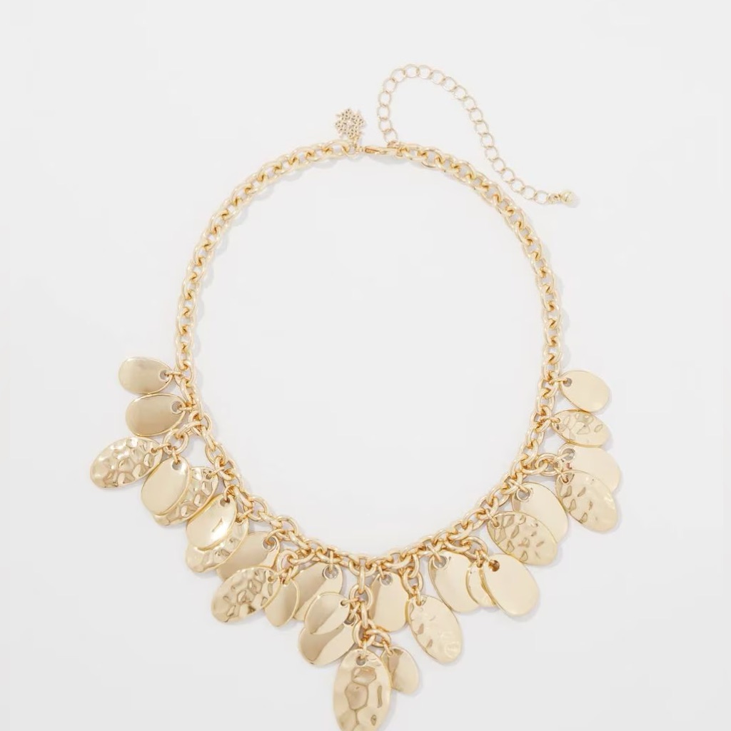 Nwt Whbm Gold Hammered Disc Single Strand Necklace